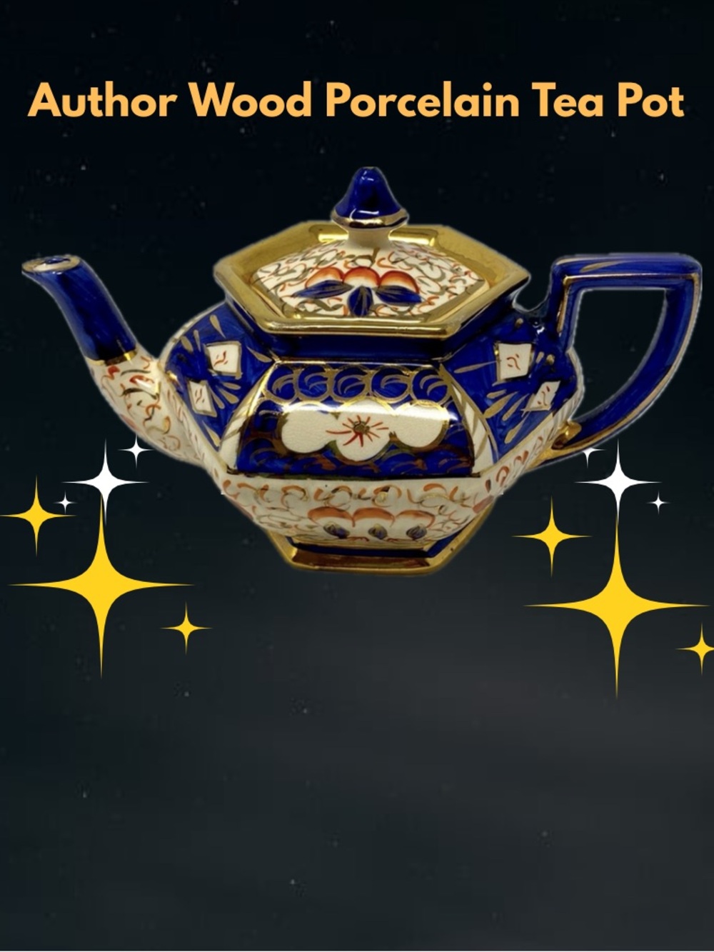 Arthur Wood English Porcelain Hexagon Teapot Decorated In Imari Style- 1934-45.